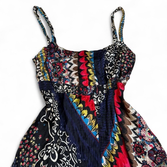 Anthropologie Oilily Retro Print Satin Slip Dress - Picture 3 of 5
